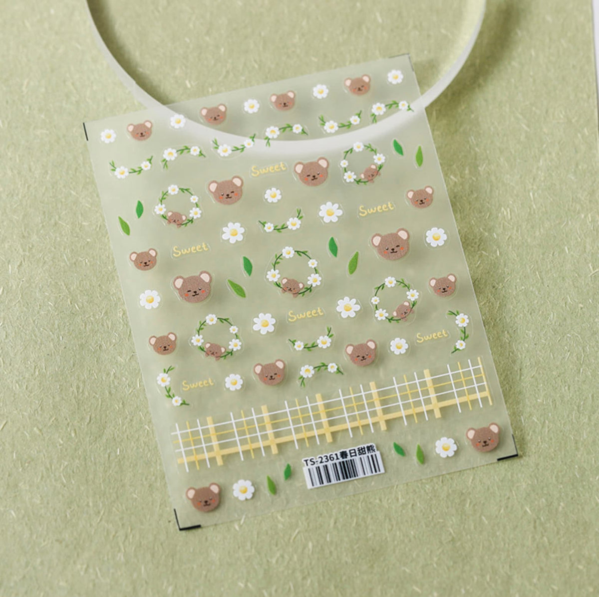 Cute Flower Bear,  Animal Themed Nail Art Stickers (TS-2361, TS-2362)