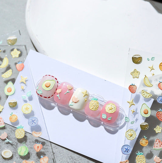 Cute Fruit Salad Themed 5D Nail Art Stickers (MN023, MS024)