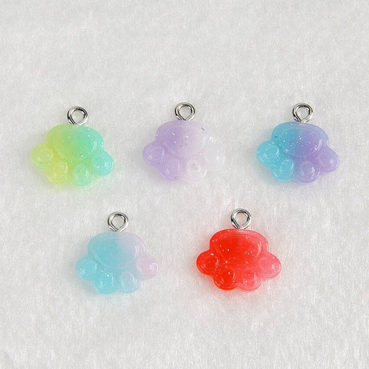 Cute Glitter Paw Charm with Eye Pin (15mm x 11mm)