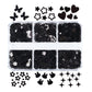 Glitter Flake Sets (Butterly, Bunny, Heart, Sparkle, Flower, Star) Gold/Black