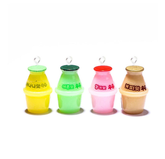 Cute Korean Banana, Strawberry, Chocolate Milk Bottle Charms (21MM x 31MM)