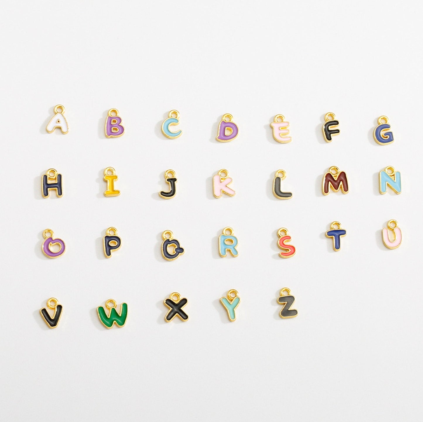 A-Z Individual Color Alphabet Letter Charms (Gold or Silver)