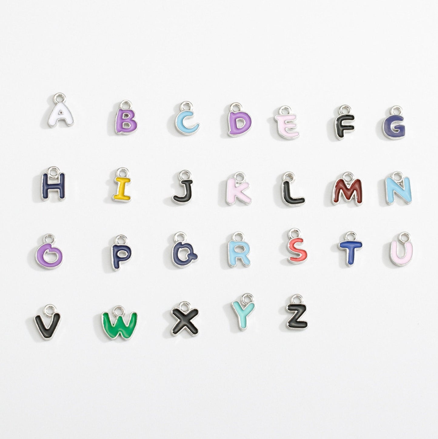 A-Z Individual Color Alphabet Letter Charms (Gold or Silver)