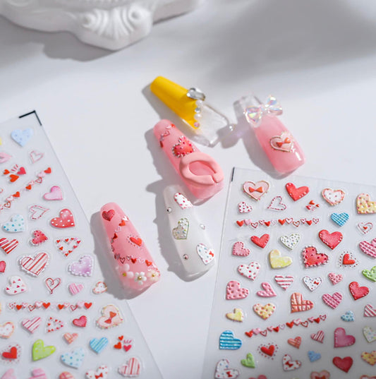 Cute Mixed Hearts, Love Themed Nail Art Stickers (TS-1798, TS-1799)