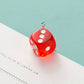 Cute Mixed Colorful Transparent Dice Charm with Eye Pin (14mm)