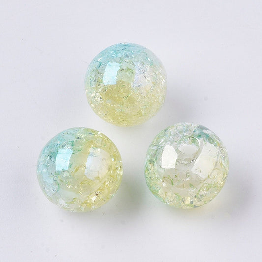 Cute Ombre Cracked Acrylic Round Orb Half Drilled Beads (15MM)