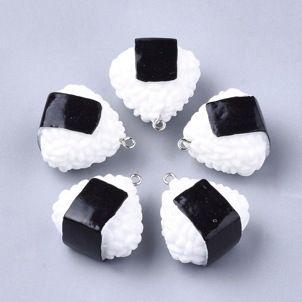 Cute Onigiri Rice Ball Charm (28x27x18mm, Hole: 2mm)