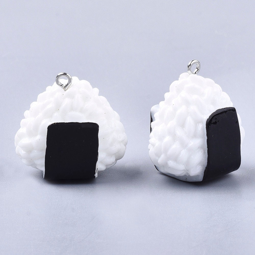 Cute Onigiri Rice Ball Charm (28x27x18mm, Hole: 2mm)