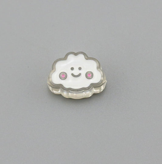 Chunky Smiley White Cloud Acrylic Bead (16x20mm)