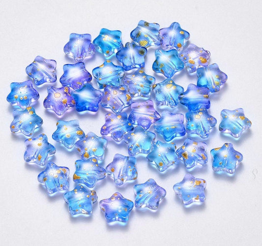 Spray Galaxy Colored Painted Glass Star Beads (8mm x 8.5mm x 4mm) F04