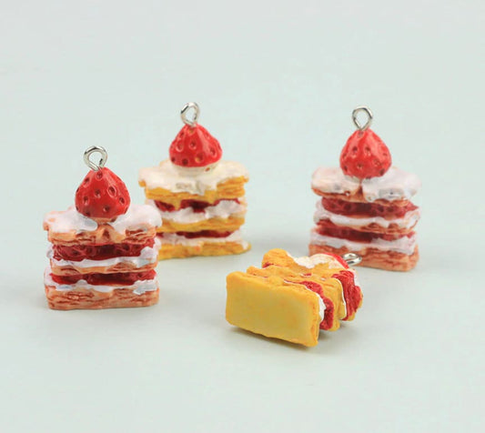 Cute Strawberry Dessert Cake Charms (26mm x 22mm)