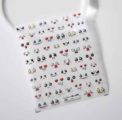 Cute Funny Facial Expressions Themed Nail Art Stickers (TS-2230, TS-2231)
