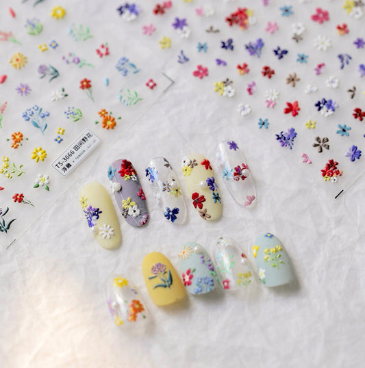 Cute Wildflower Patch Themed Nail Sticker (m348,m349,TS-3665,TS-3666)