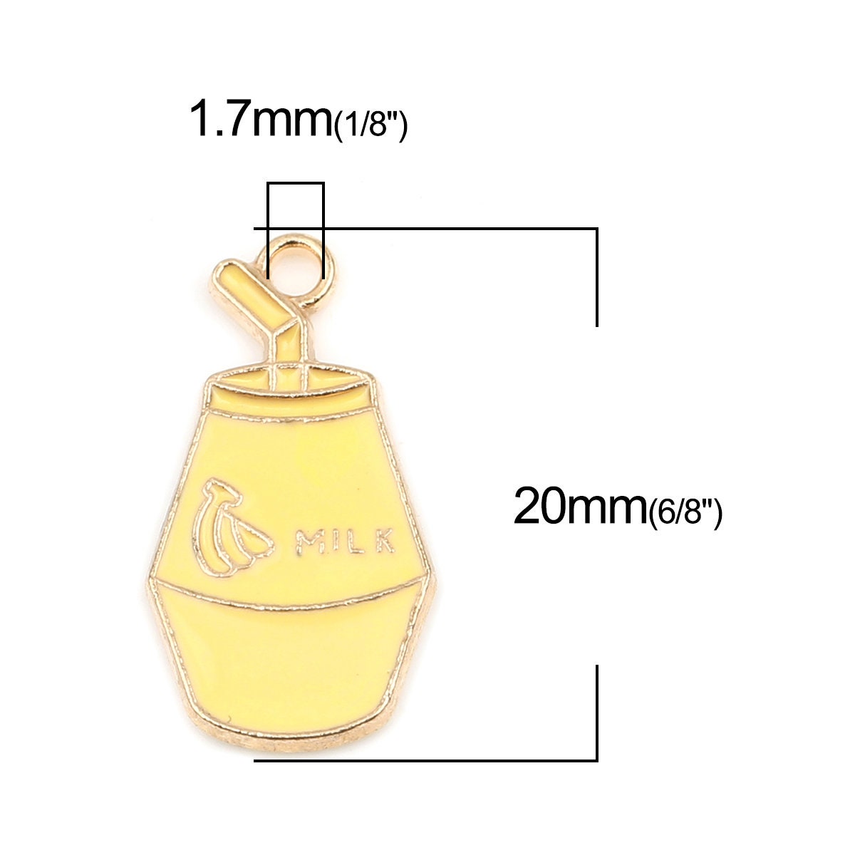 Yellow Banana Milk Drink Enamel Charm Pendant (20mm x 11mm)