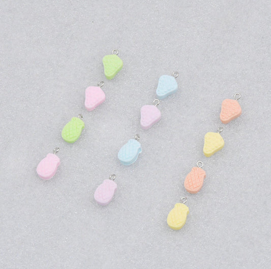Fake Candy Vitamin Shaped Strawberry and Pineapple Charms (10-12mm x 15mm)