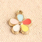 Five Colored Flower Oil Drop Style Enamel Charm (12mm x 15mm)