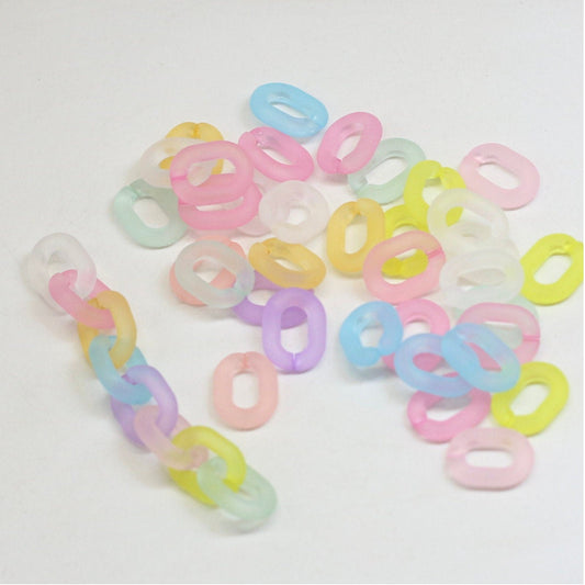 Frosted Matte Transparent Rainbow Colored Acrylic Chain Links (9mm x 15mm)