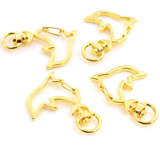 Gold Dolphin Flower Shaped Key Ring