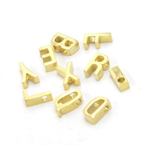 Gold Stainless Steel Letter Charms (8mm x 3mm)