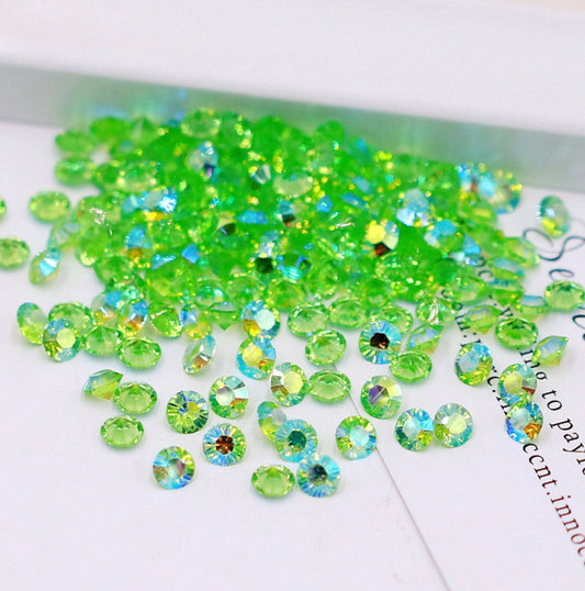 Green AB Resin Rhinestones, Non-Hotfix, Pointed Rhinestone (4MM/6MM)  D27-10