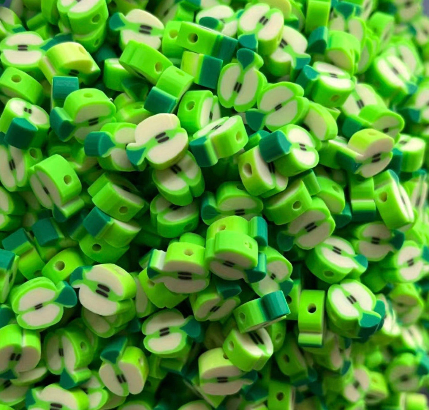 10MM Green Apple, Fruit Themed Polymer Clay Beads