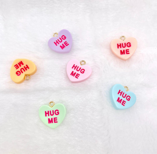 Hug Me Pastel Colorful Valentines Day Heart with Eye Pin Charm (18mm x 11mm)