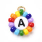 Individual Letter Flat Round Charm with Glass Bead Ring (15.5MM)