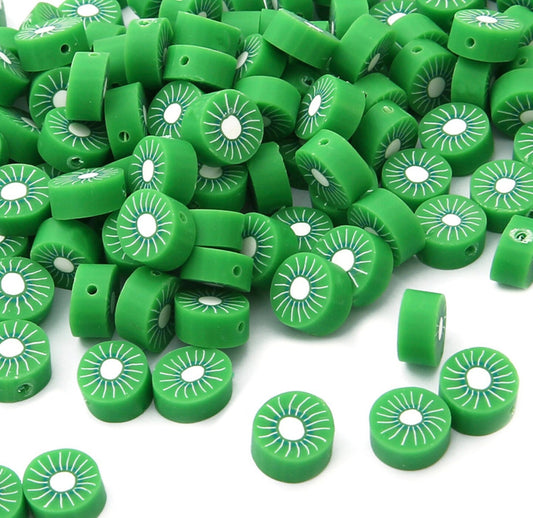 10MM Kiwi Fruit Themed Polymer Clay Beads