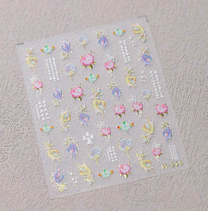 Koi Fish and Lotus, Chinese Themed Nail Art Stickers