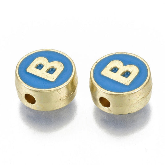 LETTER B Alloy Enamel Initial Charms (8x4mm, Hole: 1.5mm)