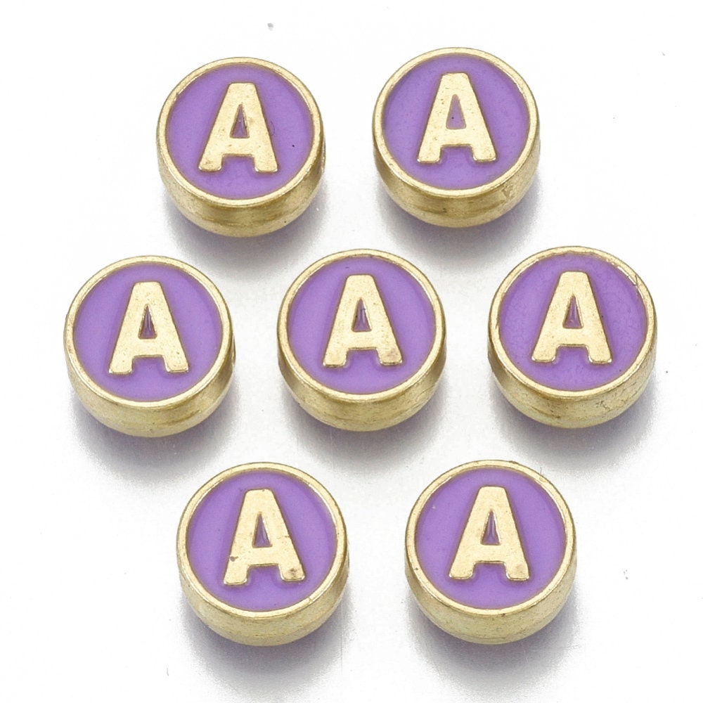 LETTER A Alloy Enamel Initial Charms (8x4mm, Hole: 1.5mm)