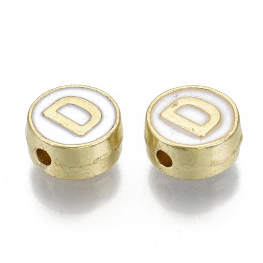 LETTER D Alloy Enamel Initial Charms (8x4mm, Hole: 1.5mm)