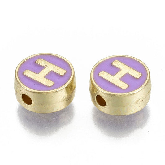 LETTER H Alloy Enamel Initial Charm (8x4mm, Hole: 1.5mm)