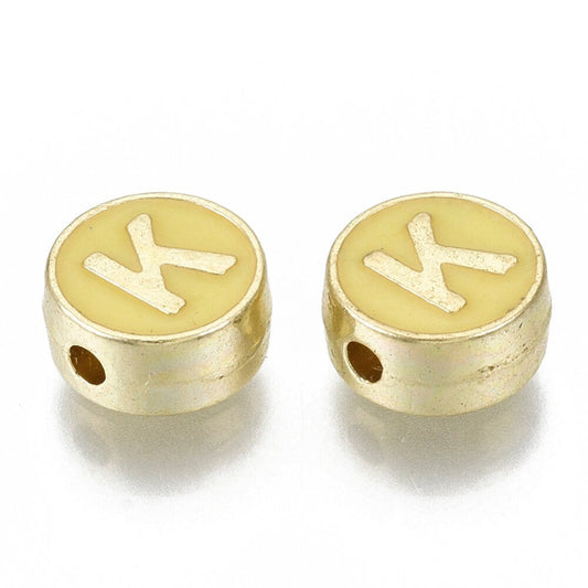 LETTER K Alloy Enamel Initial Charms (8x4mm, Hole: 1.5mm)