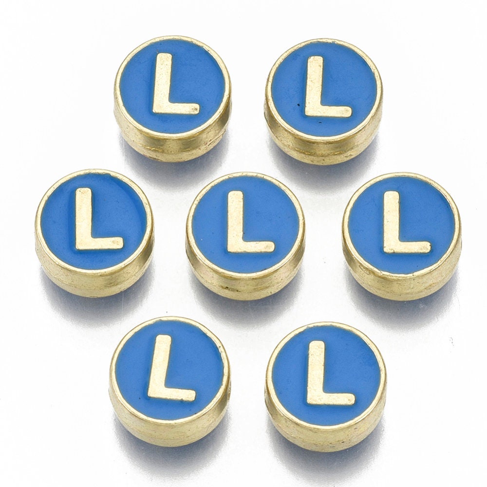 LETTER L Alloy Enamel Initial Charm (8x4mm, Hole: 1.5mm)