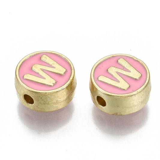 LETTER W Alloy Enamel Initial Charm (8x4mm, Hole: 1.5mm)