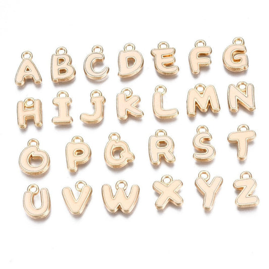 Light Bisque Metal Letter Charms Individual or Set