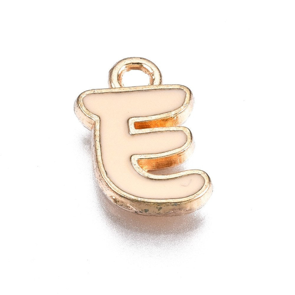 Light Bisque Metal Letter Charms Individual or Set