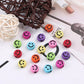 7MM Mixed Color Flat Round Acrylic with Black Smiley Face Beads