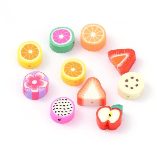 10MM Mixed Fruit Themed Polymer Clay Beads