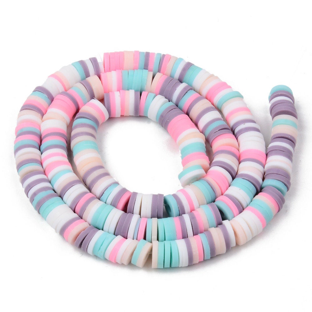 6MM Muted Pastel Polymer Clay Heishi Bead Strands