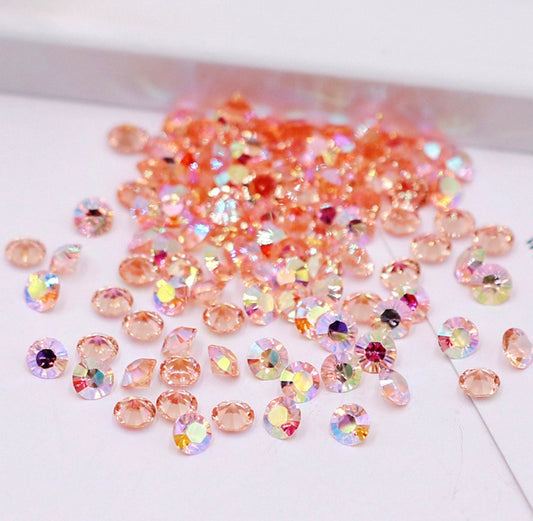 Orange AB Resin Rhinestones, Non-Hotfix, Pointed Rhinestone (4MM/6MM)  D27-03