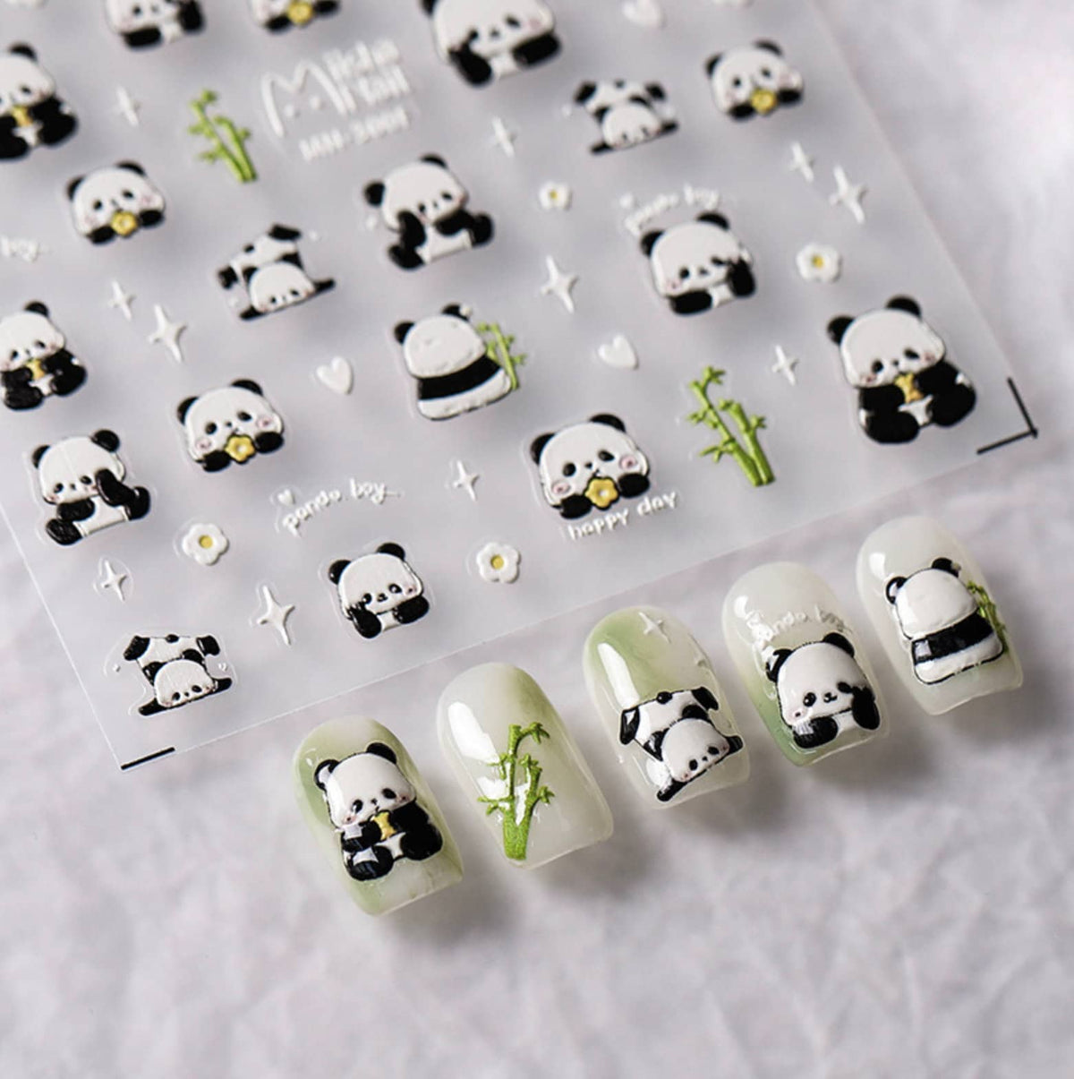 Panda and Bamboo Themed Nail Art Stickers (MN-299, MN-300)
