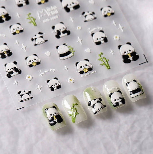 Panda and Bamboo Themed Nail Art Stickers (MN-299, MN-300)