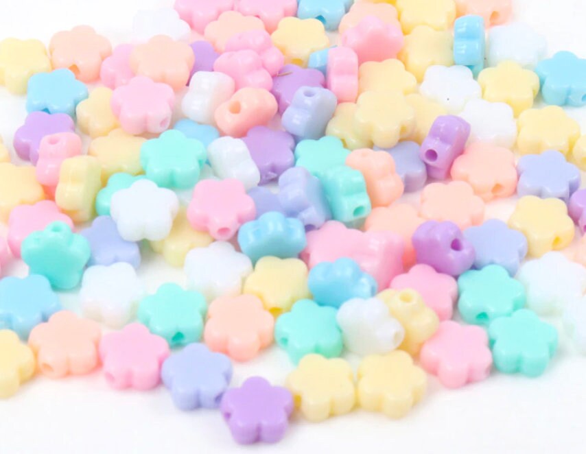 9MM Pastel Acrylic Flower Spacer Beads