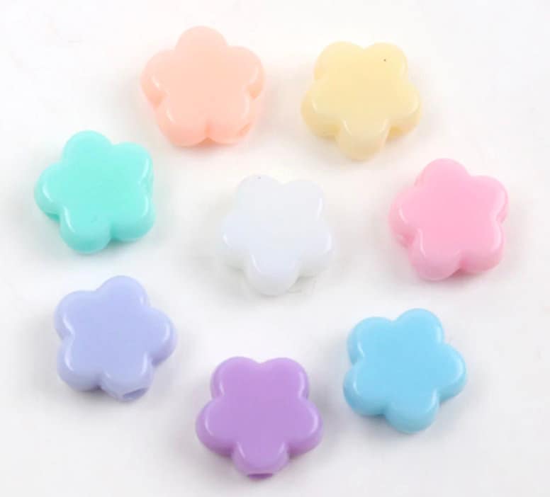 9MM Pastel Acrylic Flower Spacer Beads