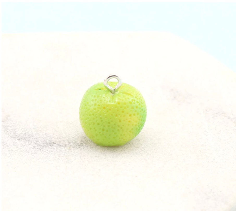 Peeled Orange and Green Oranges Charm with Eye Pin