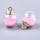 Pink Purple White Transparent Glass Globe Orb with Glass Micro Beads