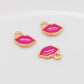 Pink Red Lip Enamel Charm (7mm x 8mm)