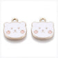 Pink/White/Brown Bear Alloy Enamel Charm (14mm x 14mm x 2mm, Hole: 2mm)